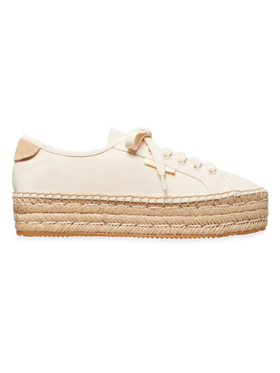 Tory Burch Seaside Cotton Lace-up Oxford Espadrilles In Vintage Cream