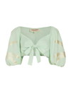 EMPORIO SIRENUSE WOMEN'S THAIA CROPPED KNOTTED PUFF-SLEEVE TOP