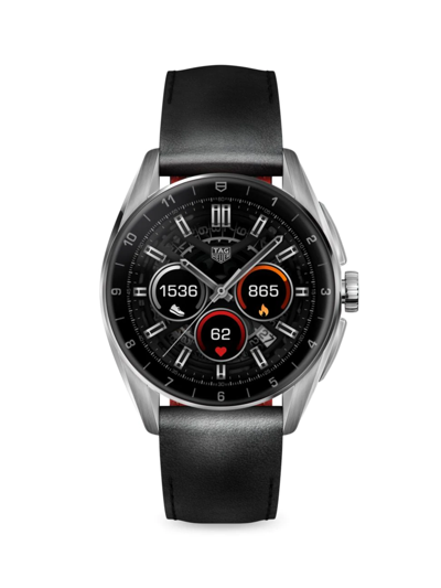 Tag Heuer Connected Calibre E4 Stainless Steel & Leather Smart Watch/42mm In Black