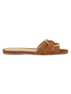 Veronica Beard Madeira Leather Ring Flat Sandals In Hazelwood