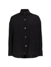 Twp Silk Satin High-low Shirt In Black