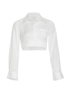 Twp The Tye Me Up Cropped Cotton Shirt In White