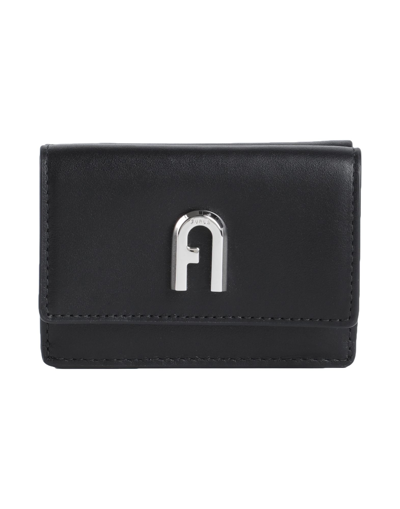 FURLA FURLA FURLA MOON COMPACT WALLET TRIFOLD WOMAN WALLET BLACK SIZE - SOFT LEATHER