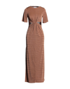 TOPSHOP TOPSHOP WOMAN MAXI DRESS BROWN SIZE 10 POLYESTER, ELASTANE