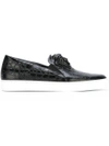 Versace Palazzo Idol Crocodile-embossed Leather Slip-on Sneaker, Black