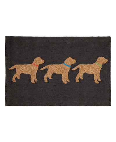 Liora Manne Frontporch Yellow Labs 2'6" X 4' Outdoor Area Rug In Charcoal