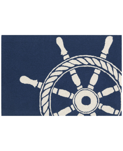 Liora Manne Front Porch Indoor/outdoor Ship Wheel Navy 2' X 3' Area Rug