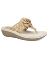 Cliffs By White Mountain Cynthia Womens Dressy Floral Design Thong Sandals In Tan Smooth