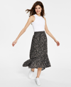 HIPPIE ROSE JUNIORS' PRINTED TIERED HIGH-LOW MAXI SKIRT