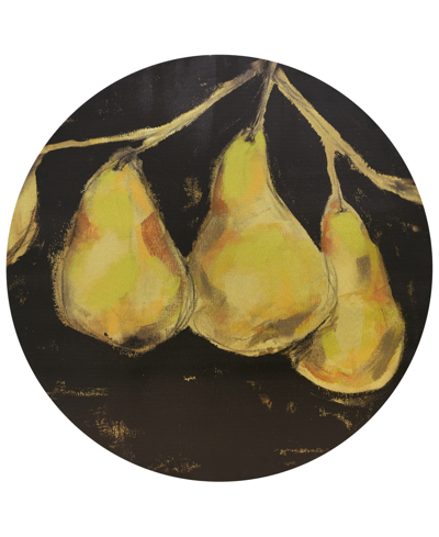 Empire Art Direct Golden Pears Circular Gold Canvas Giclee Printed On 2 Wood Stretcher Wall Art, 32" X 32" X 2" In Multi