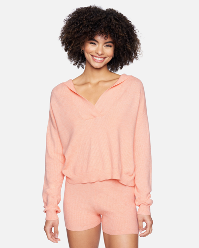 Hybrid Apparel Women's Mia Hooded Sweater T-shirt In Coral Reef