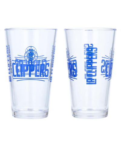 Logo Brands La Clippers Two-pack 16 oz Pint Glass Set In Clear