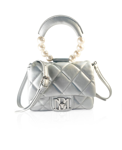Badgley Mischka Women's Mini Flap Quilted Handbag In Metallic Gray