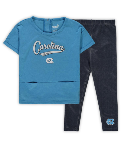 Outerstuff Kids' Girls Preschool Carolina Blue North Carolina Tar Heels Stadium T-shirt And Leggings Set