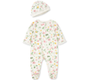 LITTLE ME BABY GIRLS FLORAL FOOTED COVERALL AND HAT, 2 PIECE SET