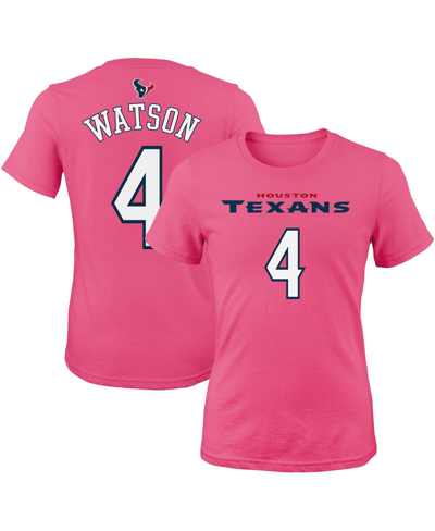 Outerstuff Girls Preschool Deshaun Watson Pink Houston Texans Player Mainliner Name And Number T-shirt
