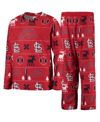OUTERSTUFF YOUTH BOYS RED ST. LOUIS CARDINALS ALLOVER PRINT LONG SLEEVE TOP AND PANTS SLEEP SET