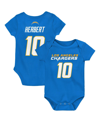 OUTERSTUFF UNISEX INFANT JUSTIN HERBERT POWDER BLUE LOS ANGELES CHARGERS MAINLINER PLAYER NAME NUMBER BODYSUIT