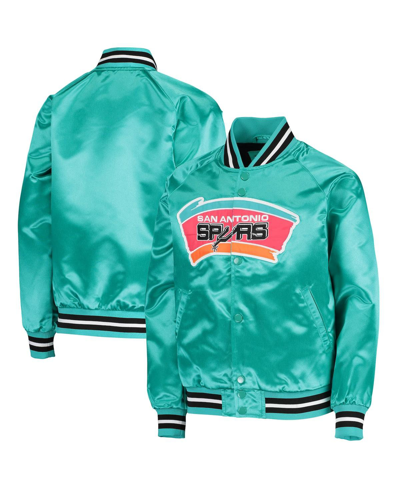 Mitchell & Ness Big Boys  Teal San Antonio Spurs Hardwood Classics Satin Raglan Full-snap Jacket