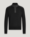 Belstaff Kilmington Mens Merino Wool Quarter Zip Jumper In Black