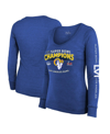 Majestic Threads Heathered Royal Los Angeles Rams 2-time Super Bowl Champions Sky High Tri-blend Lon In Heathered Royal