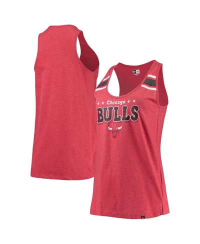 NEW ERA WOMEN'S NEW ERA HEATHERED RED CHICAGO BULLS SCOOP-NECK RACERBACK TANK TOP