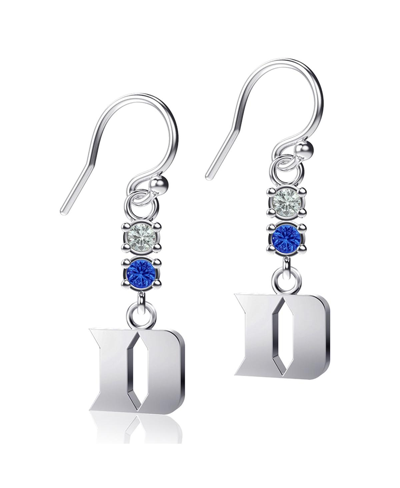 Dayna Designs Women's  Duke Blue Devils Silver-tone Dangle Crystal Earrings