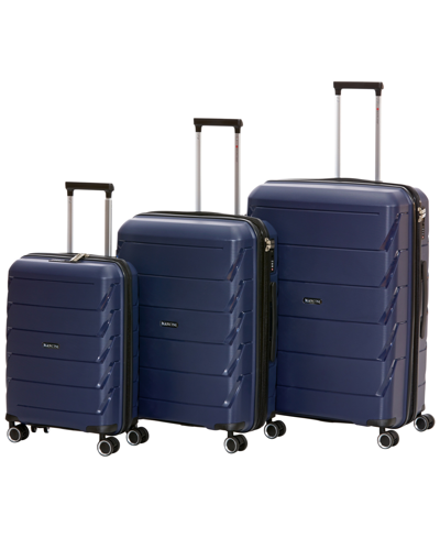 Mancini Melbourne Collection Lightweight Polypropylene Spinner Luggage Set, 3 Piece In Charcoal Gray