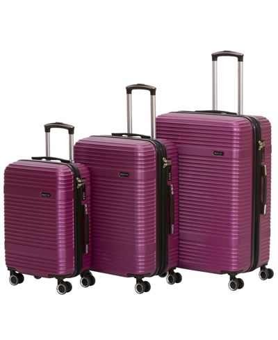 Mancini Perth Collection Lightweight Spinner Luggage Set, 3 Piece In Purple