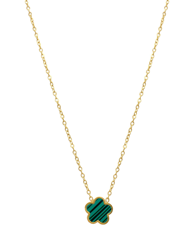 Adornia Green Mother Of Pearl Clover Necklace In Blue
