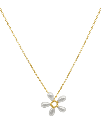 Adornia Floral Imitation Pearl Pendant Necklace In White