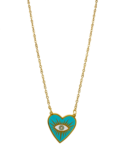 Adornia Heart Evil Eye Pendant Necklace In Blue