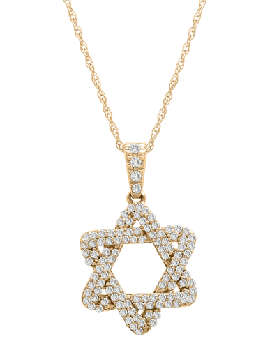 Wrapped Diamond Star Of David Pendant Necklace (1/3 Ct. T.w.) In 14k Gold Or White Gold, Created For Macy's In Yellow Gold