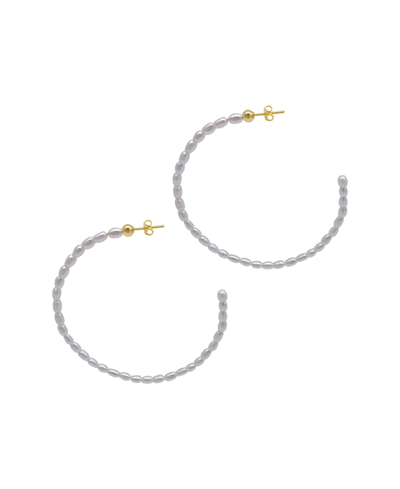 Adornia Faux Seed Pearl 63.5mm Hoop Earrings In White