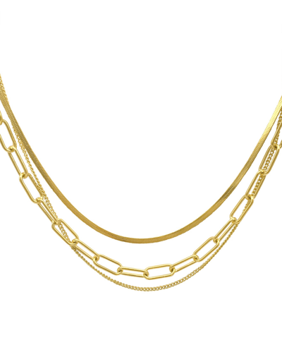 Adornia Paper Clip, Snake Chain And Curb Chain Necklace In Yellow
