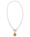 ADORNIA IMITATION PEARL AND COIN TOGGLE NECKLACE