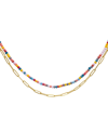 Adornia Spring 2022 14k Yellow Gold Vermeil Multi Color Bead And Paper Clip Necklace In Pink