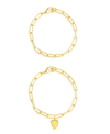 Adornia 14k Plated Heart Paperclip Bracelet Set In Yellow