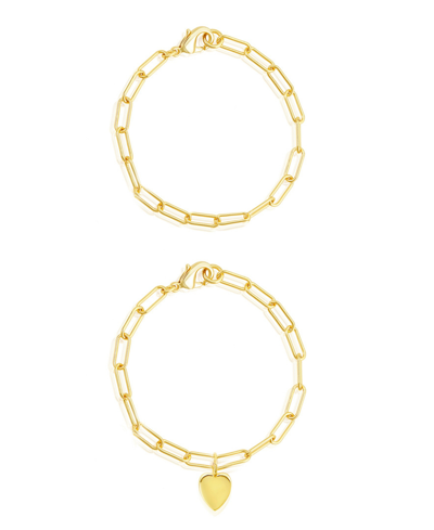 ADORNIA HEART PAPER CLIP CHAIN BRACELET SET