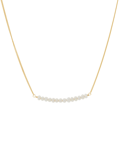 Giani Bernini Cultured Freshwater Pearl (3 - 3-1/2mm) Curved Bar 18" Necklace In 14k Gold-plated Sterling Silver, In Gold Over Silver