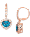 LE VIAN DEEP SEA BLUE TOPAZ (3 CT. T.W.) & VANILLA TOPAZ (5/8 CT.T .W.) LEVERBACK DROP EARRINGS IN 14K ROSE 