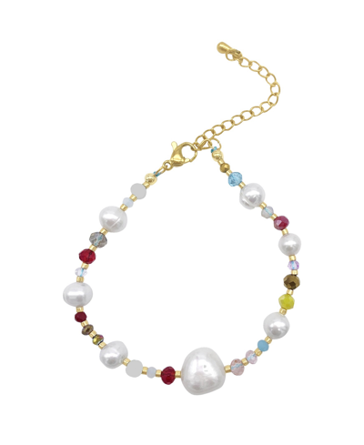 Adornia Freshwater Pearl And Color Mix Beaded Bracelet In White