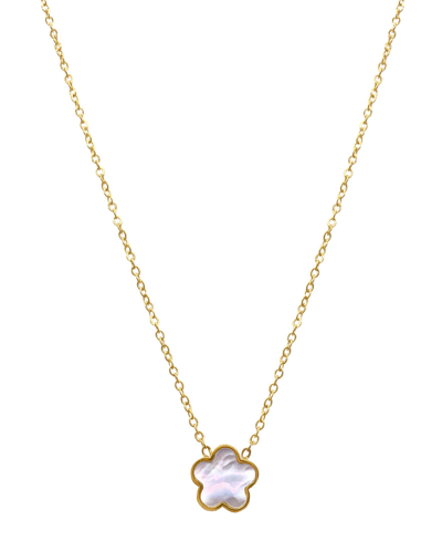 Adornia White Mother Of Pearl Clover Necklace In Blue