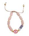 Adornia Pink Evil Eye Enamel Beaded Bracelet In Pink