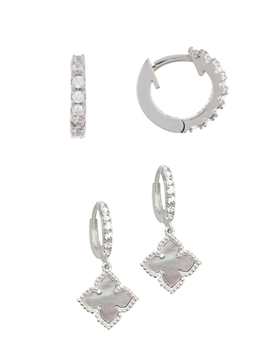 Adornia White Mother Of Pearl Huggie Set Earring