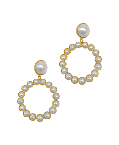 Adornia Imitation Pearl Statement Hoop Earrings In White