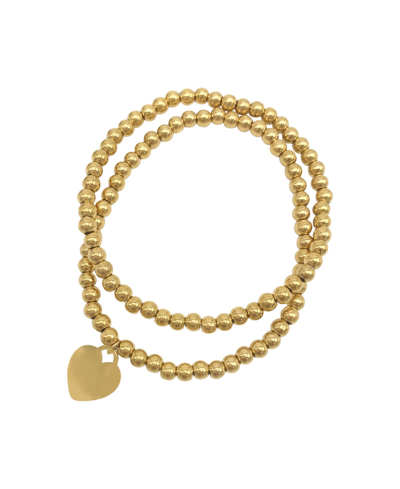 Adornia Heart Ball Bracelet Set In Yellow