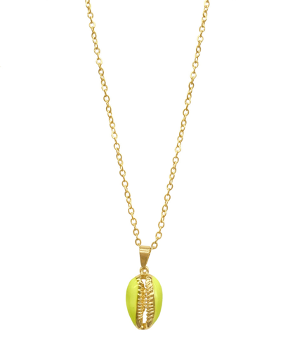 Adornia 14k Yellow Gold Plated Yellow Enamel Cowrie Shell Pendant Necklace