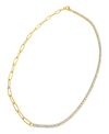 Adornia Half Tennis Necklace And Paper Clip Chain In Yellow