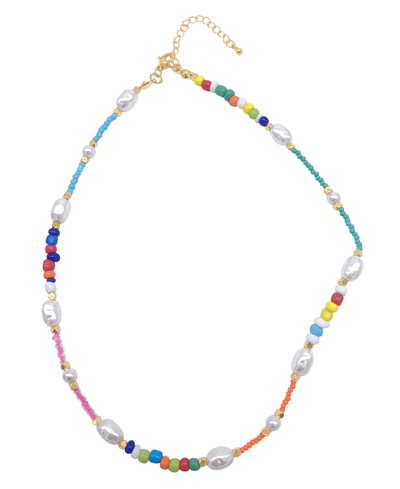 Adornia Freshwater Pearl And Color Mix Beaded Necklace In Multi